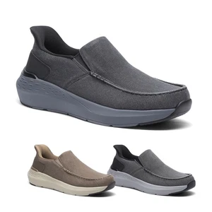 Men's Lightweight Slip on Loafers Walking Sneakers Canvas Pull-On Casual Shoes - Picture 1 of 22