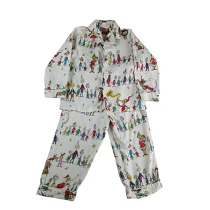 Pottery Barn Kids Pajamas 4 White Dr. Suess Grinch Long Sleeve Christmas - Picture 1 of 12