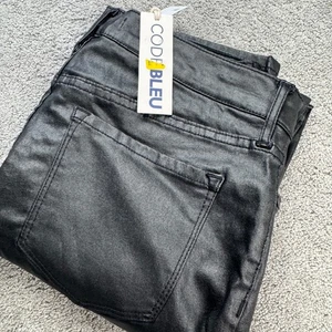 NEW Code Bleu Women's 12 Chelsea Classic Straight Black Coated Jeans - Picture 1 of 7