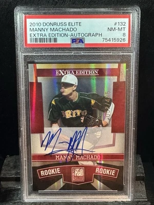 2010 Donruss Elite Manny Machado EE On-Card Auto /425 PSA 8 - Image 1 of 2