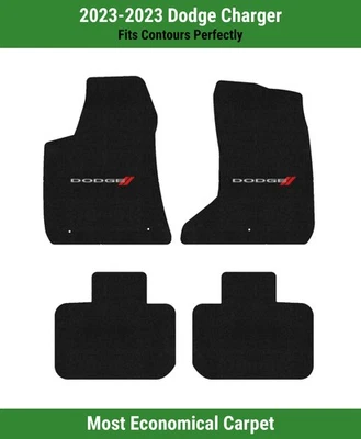 Lloyd Velourtex Front & Rear Mats for '23 Dodge Charger w/Dodge Word and Stripes - Image 1 of 4