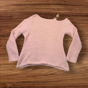 Rosa flauschiges Strickoberteil Schnalle Träger One Shoulder Pullover Pulli Damen Gr. M - Bild 1 von 7