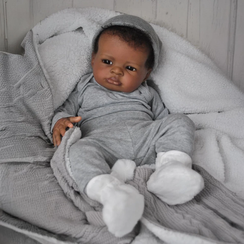 Realistic Reborn Baby Dolls Black Boy, 20 Inch African American Newborn Boy D... - Image 1 of 4