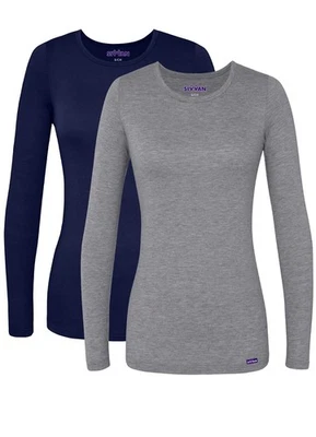 Sivvan 2 Pack Women’s Comfort Long Sleeve T-Shirt / Underscrub Tee Mixed Colors - Image 1 of 4