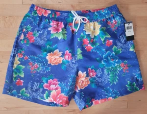 Polo Ralph Lauren Herren XL Blau Blumen Aloha Badeanzug Badehose Neu mit Etikett - Bild 1 von 9