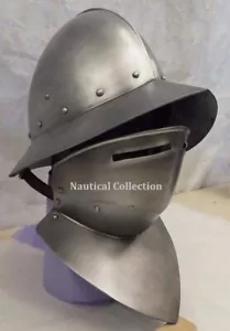 Medieval Spanish Infantry Kettle Hat Helmet And Gorget Steel larp reenactment - Picture 1 of 4