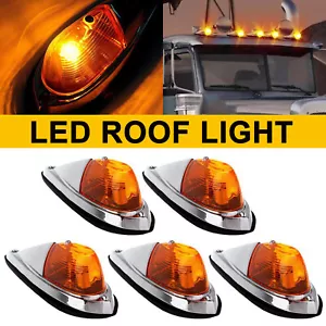 Teardrop Style 5pcs Amber Bulb Cab Roof Marker Lights Smoked Lens for Trailer - Foto 1 di 11