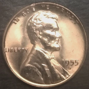 Centavo de trigo Lincoln S 1955 Bu 1c brillante sin circular OBW excelente detalle - Imagen 1 de 2