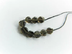 Smokey Quartz, Rounded 5mm x1.5-5 Thick Coin Beads, Bag Of 9 Beads - Picture 1 of 1