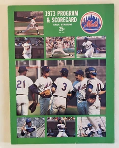 1973 REDS at METS SCORED PROGRAM ROSE /STAUB 4 HITS SEAVER MAYS ROSE BENCH YOGI - Picture 1 of 3