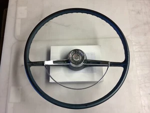1963 1964 Nova SS steering wheel , with horn ring and horn button , blue - Picture 1 of 21