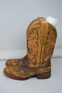CORRAL VINTAGE ABGENUTZT BEIGE BRAUN LEDEREINLAGE ECKIGE SPITZE STIEFEL GRÖSSE 6,5 - Bild 1 von 19