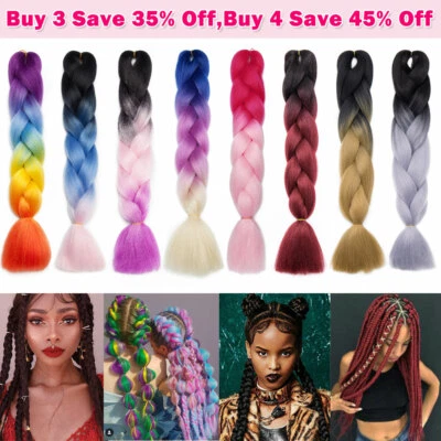 LIQUIDACIÓN Caja de Colores Trenzas Extensiones de Cabello Jumbo Crochet Trenzado Cabello Ombre H Foto 1 de 4