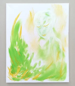 Malerei auf Leinwand 40x50cm Träumerei grün-gelb handgemalt von Canvasvendetta - Bild 1 von 6