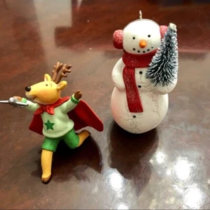 Hallmark Schneemann & Super Kind Ornamente Andenken Weihnachtsbaum 2er Set - Bild 1 von 6