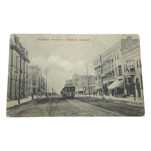 Windsor Kanada Ouellette Avenue Straßenszene Trolley verschickt 1906 - Bild 1 von 5