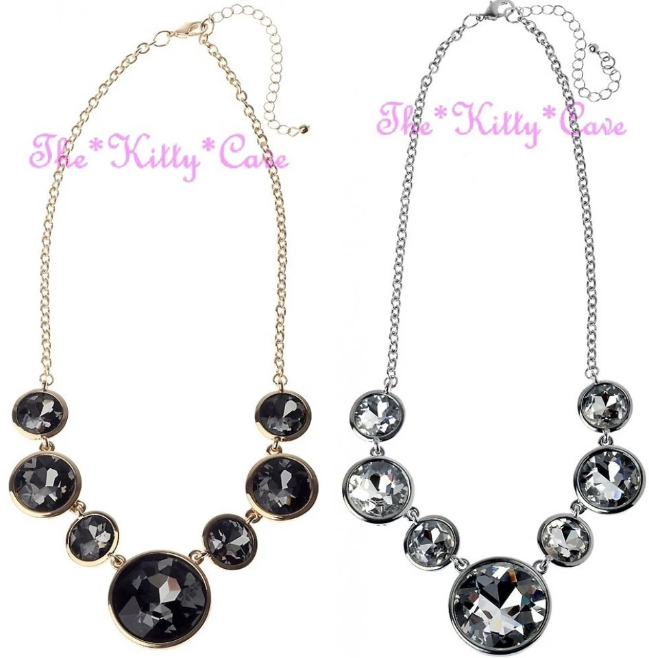 Stunning Quality Bezel Set Chic 'Rocks' Cut Glass Crystal Stone Catwalk Necklace — 第 1/1 张图片