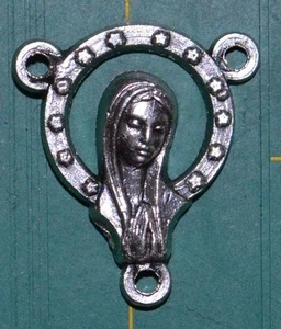 Rosary Centre Piece, Sacred Heart Of Mary, Silver Tone 19 x 16mm - Picture 1 of 2