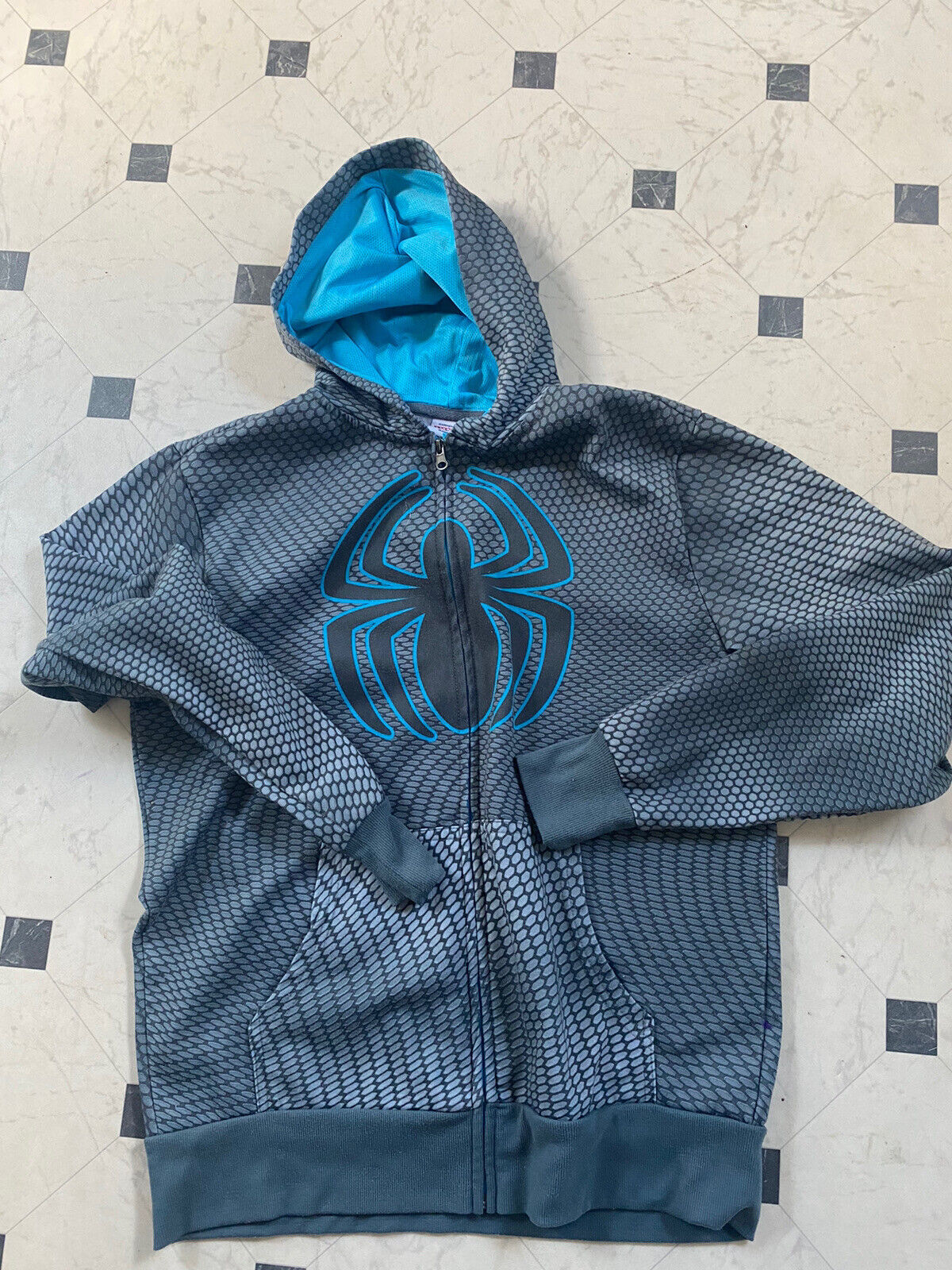 MARVEL - SPIDERMAN GLOSSY HOODIE WITH FULL FACE MASK - ADULT SIZE 