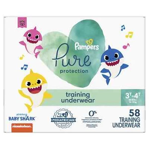Pampers Pure Pants Baby Shark Training Pants Size 3T/4T, 58 Count - Picture 1 of 6