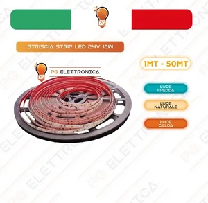 Striscia strip led 24V 12W 2835 IP20 alta luminosità biadesiva bobina 50mt 120 L - Foto 1 di 6