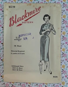 1950's Blackmore Paper Sewing Pattern Vintage Unused Wiggle Dress 36 Bust - Picture 1 of 2