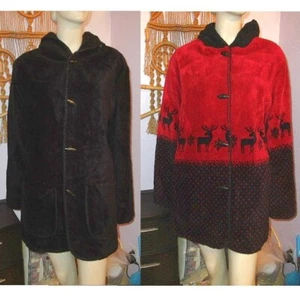 Abrigo polar reversible de colección años 90 talla M pelo alto reno palanca capucha copos de nieve - Imagen 1 de 12