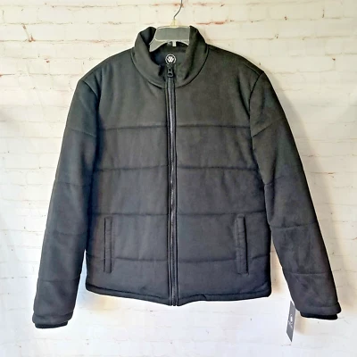 Whet Blu Brady Mens XL Black Vegan Faux Suede Puffer Full Zip Jacket $199.00 - Image 1 of 4