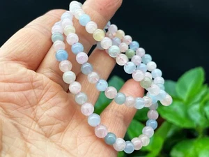 Pulsera Morganita Mala Cuentas Collar Cuentas Redondas Joyería Hecha a Mano E052034 - Imagen 1 de 7