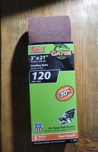 GATOR POWER Sanding Belts 120 Grit 3" x 21" 5-Pack 76mm x533mm FINE NIP - Picture 1 of 3