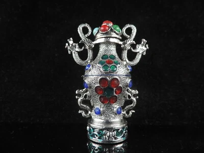 Botella de tabaco Cloisonne antigua china hecha a mano Foto 1 de 4