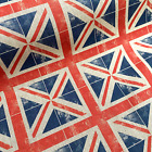 Linen look ALL OVER UNION JACK cotton rich fabric 140 cm wide ROYAL, FLAGS