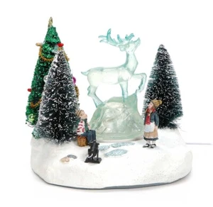 Weihnachtsdeko Rentier Eisskulptur 360° drehend mit Beleuchtung Weihnachtsfigur - Bild 1 von 5