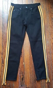CARMAR Denim Los Angeles Black Orange Full Zipper Side Stripe Jeans - Picture 1 of 5