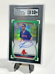 2023 Bowman Chrome 1st Auto Luis Ravelo Green #/99 Boston Red Sox SGC 10 Auto 10 - Picture 1 of 4