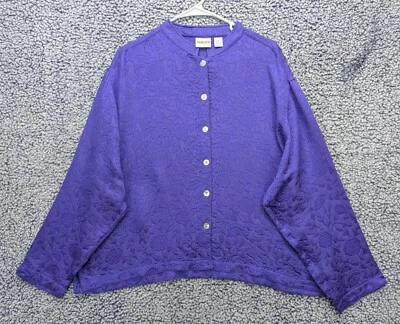 Chaqueta Camisa Chicos Floral Acolchada Talla XL Mezcla Seda Boho Cottage Artística Púrpura Foto 1 de 4