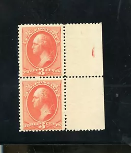 UNITED STATES SCOTT #221 3c WASHINGTON F/VF MARGIN PAIR MINT NEVER HINGED - Picture 1 of 1