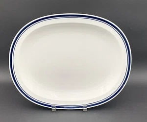 Royal Copenhagen 13.5” Oval Platter White Blue Double Banded Edge Trim Stripe - Picture 1 of 3