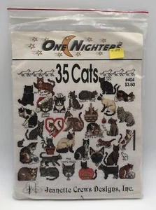 35 Cats Cross Stitch Pattern Booklet One Nighters #404 Jeanette Crews, W/ Thread - Picture 1 of 2