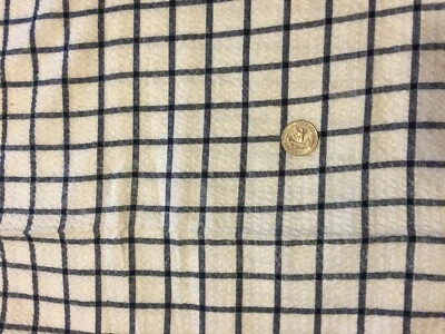 Tela de algodón Marcus plisada a cuadros azul marino vintage 16" L x 38" de ancho Foto 1 de 4