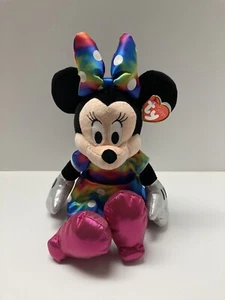 TY Minnie Mouse 16” Rainbow Sparkle Tie Dye Medium NEW NWT - Picture 1 of 7