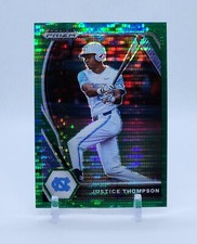 2021 Panini Prizm Draft Picks JUSTICE THOMPSON Green Pulsar #PDP180 Read