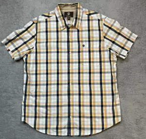 Timberland Shirt Mens Size 2XL Blue Yellow Plaid Earthkeepers Short Sleeve - Picture 1 of 10
