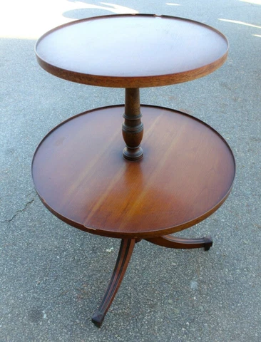 Vintage Wood Two Tier Accent Side Table Cover