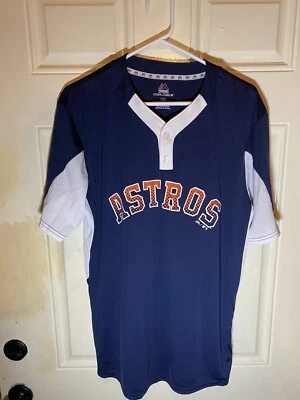 MAJESTIC HOUSTON ASTROS MLB BASEBALL JERSEY-STYLE COOL BASE SHIRT MENS SIZE L - Image 1 of 4