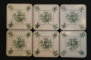 Lenox Holiday Holly Cork Back Coasters Christmas SET OF 6 - Picture 1 of 17
