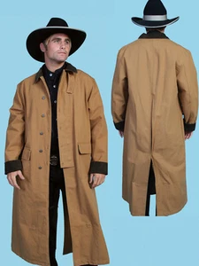 MEN'S WESTERN OLD WEST COWBOY SCULLY LONG DUSTER COAT BLACK BROWN TAN CREAM NWT - Picture 1 of 4