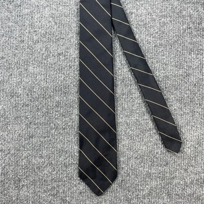 Robert Talbott REPP Tie 3" X 57" Black/Gold Striped Slim Hand Sewn 100% Silk - Image 1 of 4