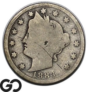 1883 Liberty Nickel, V Nickel, With Cents, Tougher Date - Picture 1 of 3