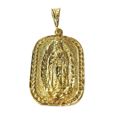 Colgante grande con dije de dama de Guadalup (Virgen María) lleno de oro de 14k18k Foto 1 de 3